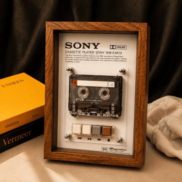 Custom vintage Walkman cassette player frame art