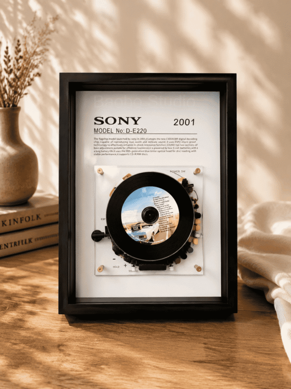 Product image of the black Sony NOD-E220 CD portable music player01 Custom vintage CD player frame art by BAOBO Studio