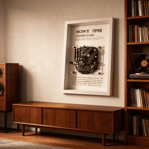 Custom vintage CD player Discman frame art for collectors