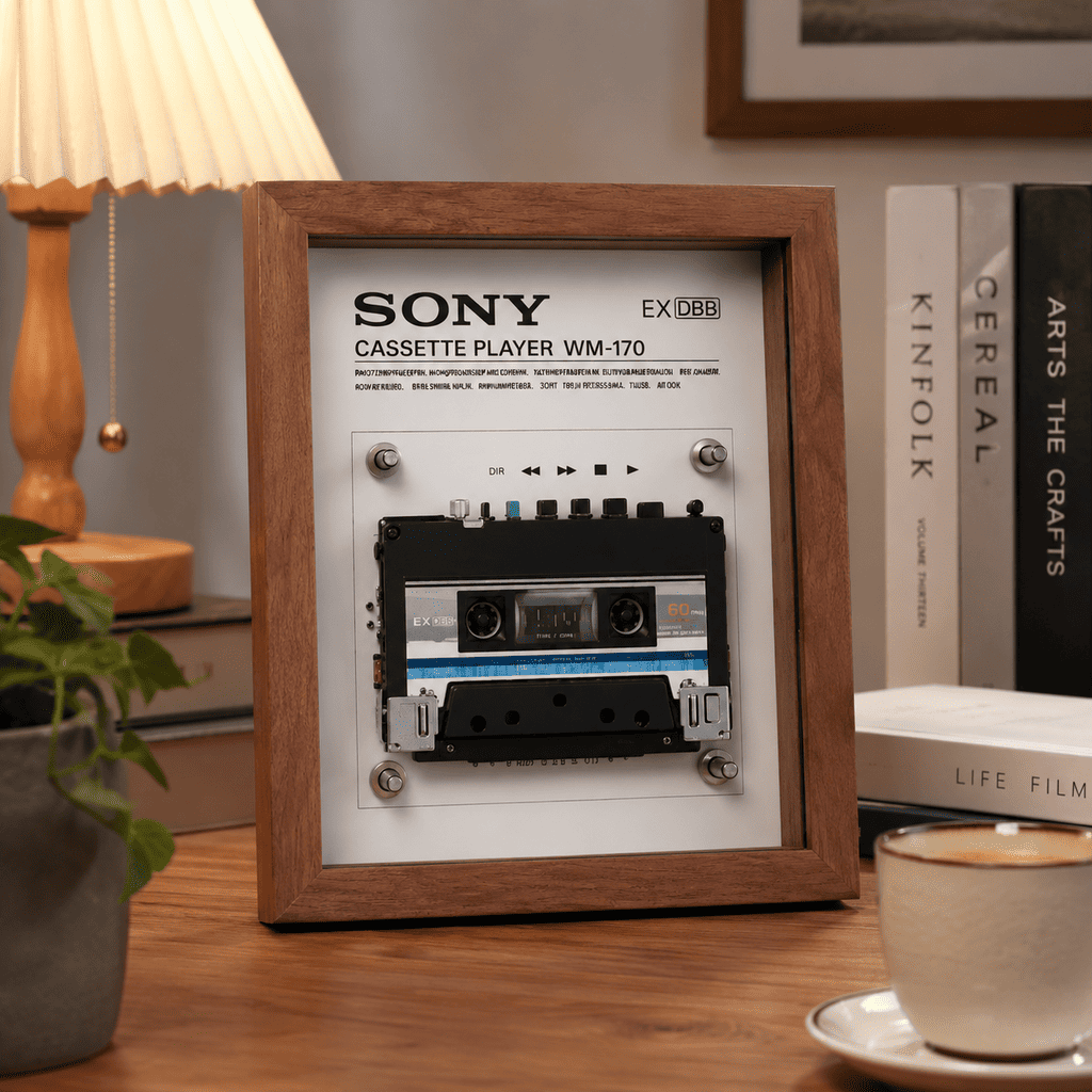 Custom vintage Walkman cassette player frame art for music lovers