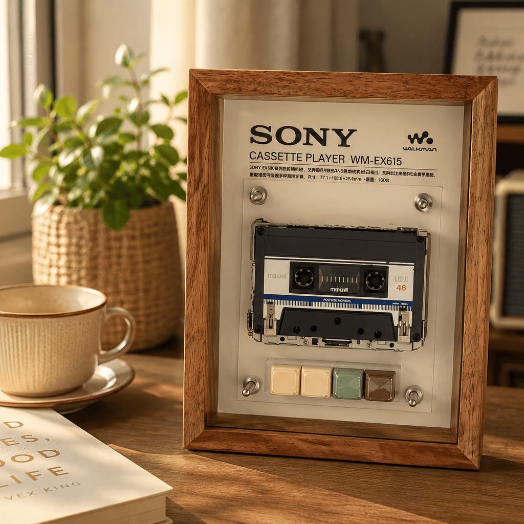 Custom vintage Walkman cassette player frame art for music lovers